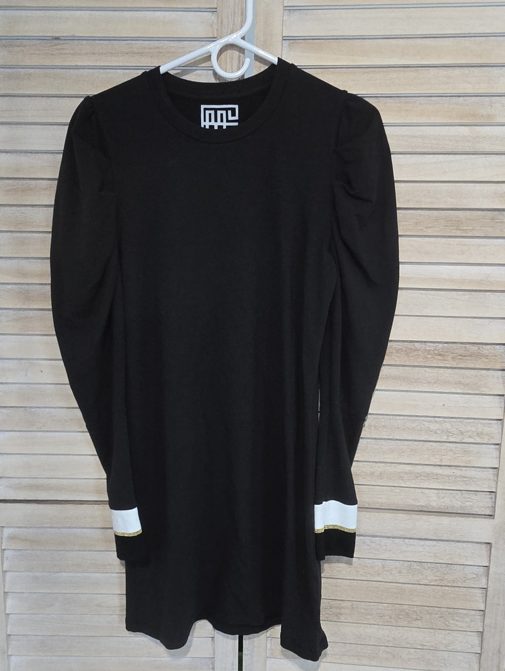 Emily McCarthy Black Balloon Sleeves Stretchy Knit Mini Dress Size XS